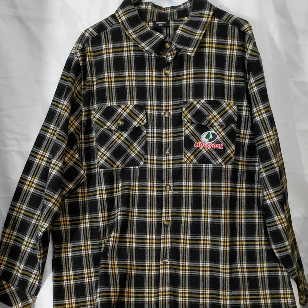 Mossy Oak Black and Yellow Checkered Shirt